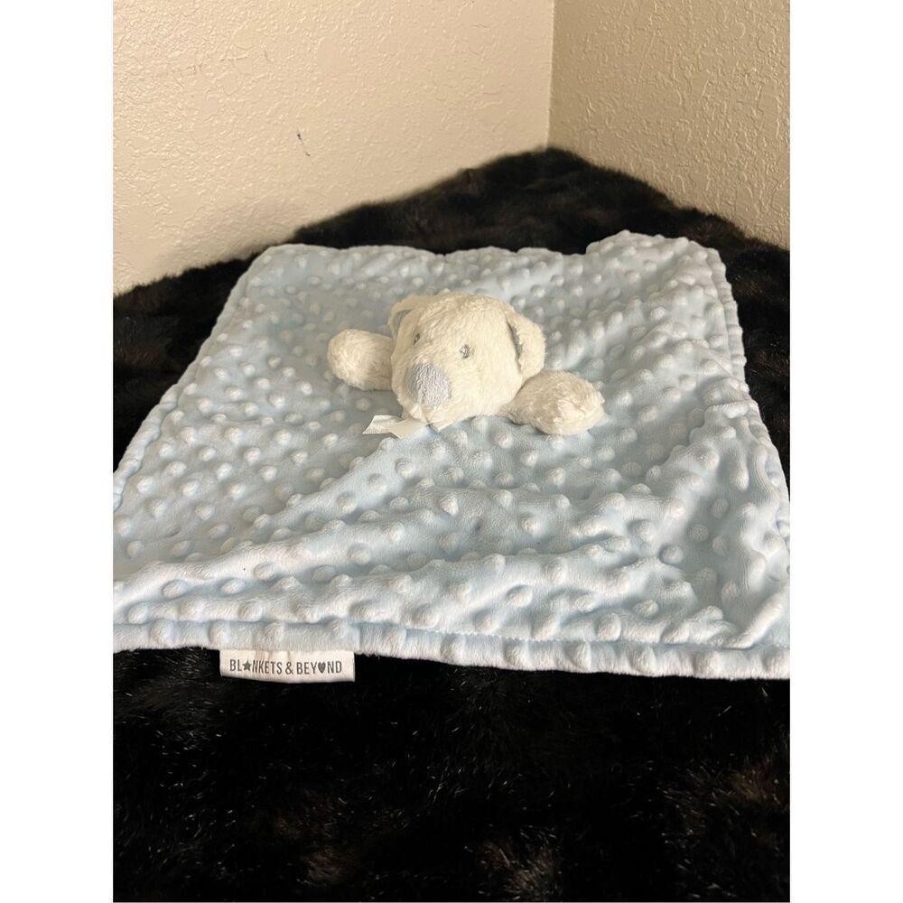 Blankets & Beyond Blue White Teddy Bear Security Baby Blanket Minky Dots Lovey